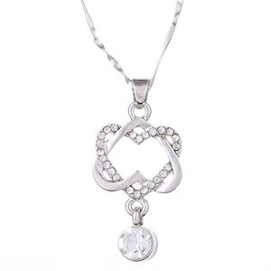 Mode Koreaanse platina hart ketting dubbel hart kronkelen hart tot hanger sleutelbeen ketting sieraden