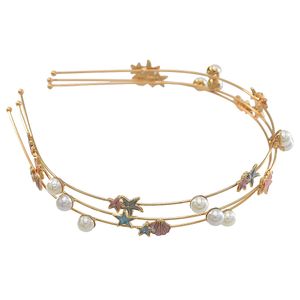 Mode Koreaanse stijl 3 stks/set gouden zeesterren en schaalvorm met parelhoofdband haar sieraden accessoires