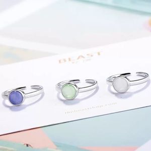 Mode Koreaanse stijl 925 Sterling Silver Ring Sieraden Persoonlijkheid Sweet Cat Opal Three Colors Simple Round Opening