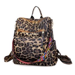 Mochila de damas de moda Bagos de leopardo PU cuero mochilas de dos hombros