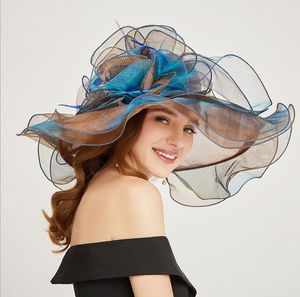 Mode dames Britse Europese stijl multicolor organza hoed elegante persoonlijkheid lente zomer buitenste zon caps