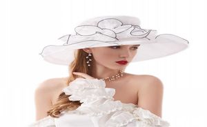 Fashion dames jurk bruiloft organza hoeden kerk bloemen hoed elegant Kentucky derby hoeden meisjes dames opvouwbare brede riem strand zon 2338107