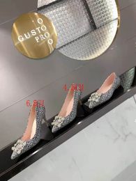Mode dames luxe talons hauts sandales concepteur décontracté plat boucle carrée strass semelle rouge chaussures de mariage