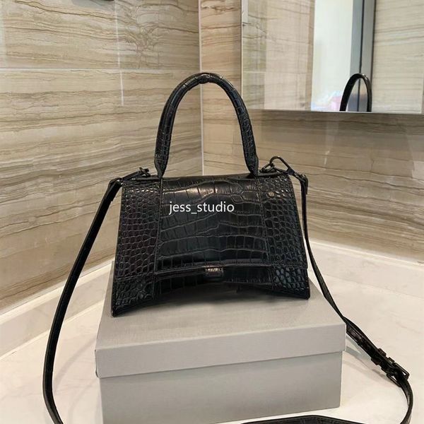 Mode dames une épaule sac de messager femme décontractée portefeuille portable motif crocodile cuir noir blanc