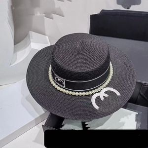 Mode dames chapeau de paille de riz luxe eau perle chapeau de pêcheur chapeau de créateur été décontracté visière de plage grand chapeau de lettre 4 couleurs