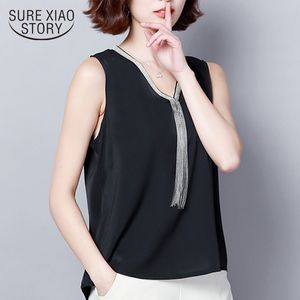Mode Dames Tops Plus Size Off Shoulder Top Blouse Women Shirts Mouwloze V-hals Tassel 3224 50 210415