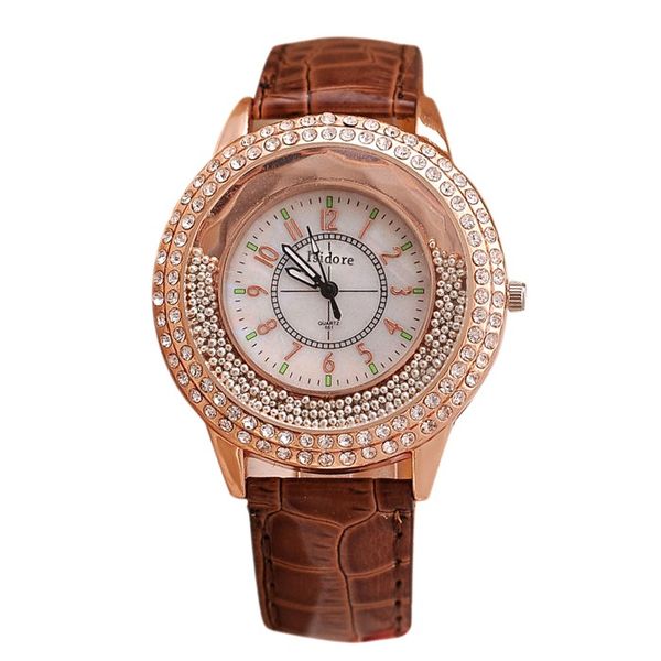 Mode dames Montre montres à Quartz bracelet en cuir montre-bracelet en verre Montre De Luxe montres pour dames