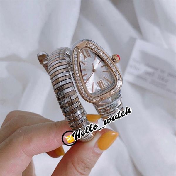 Relojes de moda para mujer 102237 SP35C6SPGD 1T Reloj para mujer Cuarzo suizo Esfera blanca Bisel de diamantes Bracele2220 con cuerda de acero dorado en dos tonos