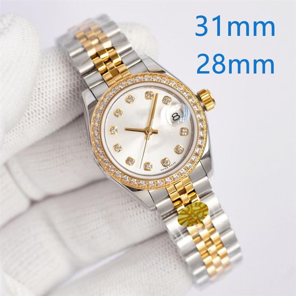 Mode dames montres 31mm 28mm montre mécanique automatique bracelet en acier inoxydable cadran diamant conception vie montre-bracelet étanche G270l