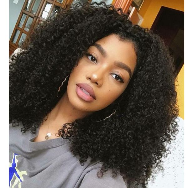 dame de mode cheveux brésiliens afro crépus bouclés perruque simulation de cheveux humains afro crépus bouclés perruque en grands stocks