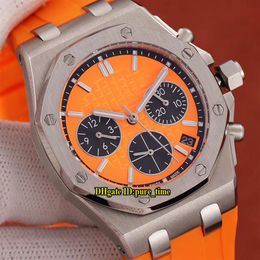 Fashion Lady Date Royal 26231 Cadran Orange VK67 Quartz Chronographe Montre Femme Chronomètre Boîtier Acier 316L Bracelet Caoutchouc Jaune Nouveau W250P