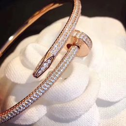 Fashion Lady de alta calidad Sier Ladies Rose Gold Mens Diamante Diamante Hazado Pulseras de joyas de diseñador Cadenas de brazaletes