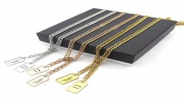 Fashion Lady Femmes Titanium Steel Black Enamel C Lettre 18K Colliers longs en or plaqué avec pendentifs carrés doubles 6766809