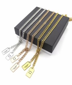Fashion Lady Women Titanium Steel Black Email C Letter 18K PLated Gold Lange Kettingen met dubbele vierkante hangers Sweate4310491