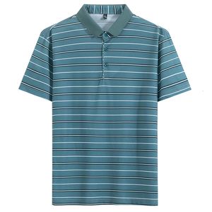 Mode reversknop Allmatch Business Striped Polo Shirts Mens Clothing 2024 Zomer Casual pullovers losse Koreaans T -shirt 240418