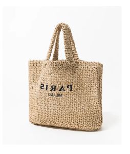 Mode grande capacité paille fourre-tout sac concepteur lettres femmes sacs à main tissé à la main été plage décontracté Bali grand sac à main sacs de messager