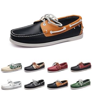 Zapatos de navegación grandes a la moda, zapatos informales para hombre, zapatos de cuero, zapatos individuales de conducción británica, talla para hombre 04