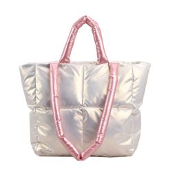 Mode grote gewatteerde handtassen ontwerper gewatteerde dames schouder luxe nylon dons katoenen crossbody tas wintertas