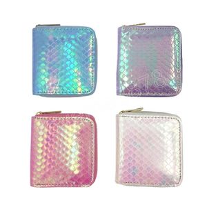 Fashion Laser Shine Wallet Women Mini Cute Female Small Card Holder Zipper Coin Pocket Ladies Short Purse Fish Scales