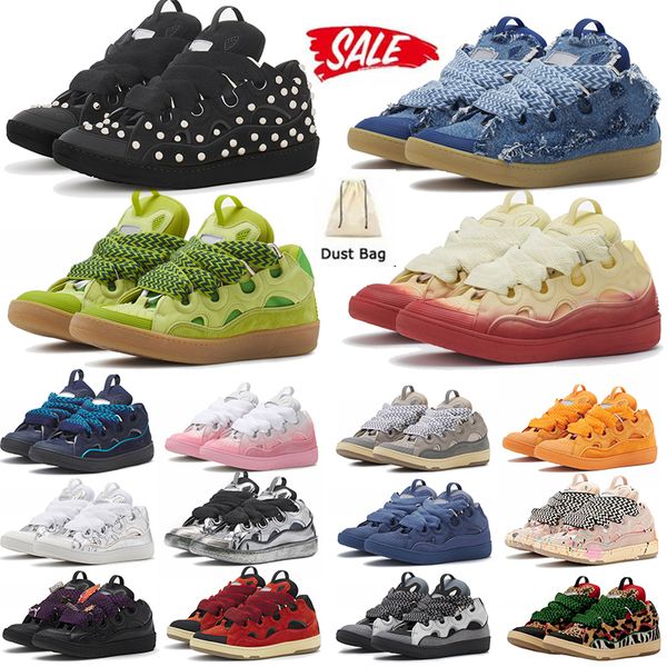 Fashion Curb Casual Designer Shoes Luxury Leather Robe Sneakers Paris hommes Femmes Leopard Lacet-Up Extraordinary Trainers Rubber Nappa Platform Loafers 35-46