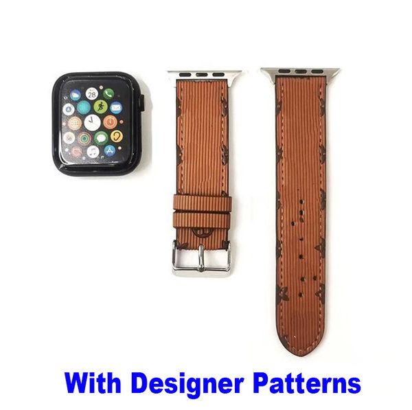 Bracelets en cuir tendance compatibles avec Apple Watch Band 38 mm 40 mm 41 mm Top Grain Leathers Band L Designer Bracelet de remplacement pour iWatch SE Series 8/7/6/5/4/3/2/1