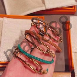 Bracelets tressés en cuir de mode charme pour femmes collier de chaîne de main des hommes à double usage 18k plaqué bracelet de bracelet bijoux anniversaire cadeau