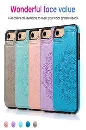 Études en cuir de mode pour iPhone 12mini Mandala portefeuille en relief Case de téléphone Fit 12 11 Pro Max Cover7998618