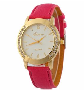 Mode Lederen GENÈVE Merk Horloge 2019 Verkopen Vrouwen Jurk Horloge Dames Armband Strass Horloges WITB BOX2493308