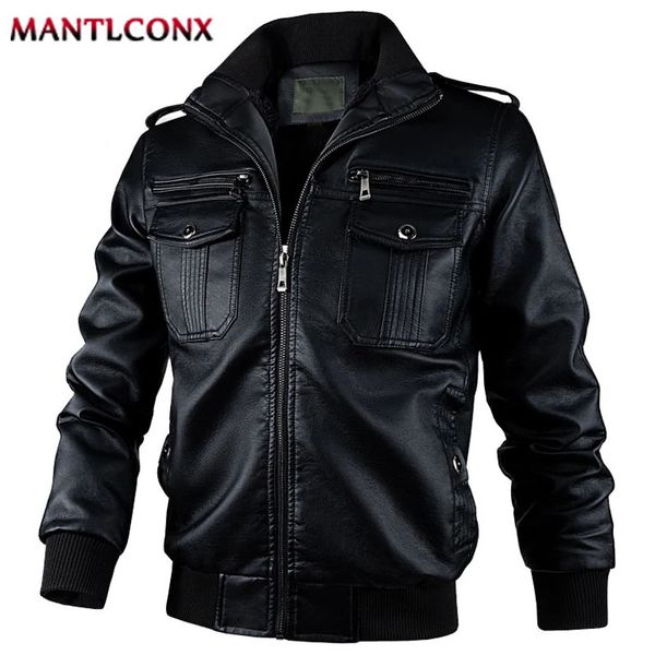 Chaqueta de cuero de moda Hombres Otoño Invierno Chaqueta de motocicleta para hombre Biker Cálido Cortavientos PU Abrigo de cuero Hombres Ropa de abrigo Negro XL 240228