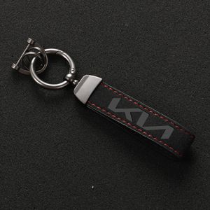 Porte-clés en cuir avec boucle en fer à cheval rotatif à 360 degrés, fin, à la mode, pour KIA Sportage Ceed Picanto Niro K5 K9, nouveau Logo