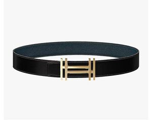 Mode lederen herenriem luxe riem voor vrouw echte klassieke gouden en zilveren h -ontwerper gesp beltbelt 3.2/3.8 cm He0387