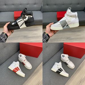 Fashion lederen patchwork high-top heren casual schoenen sneakers track platform platform wiggen rond teen vat-up platte schoenen luxe merknaam dames casual schoenen.