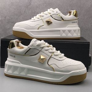 Mode Lederen Lente Witte Schoenen Gevulkaniseerd Herfst Platform Casual Sneakers Mannen Chaussure Homme 562