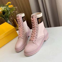 Fashion lederen sterontwerper Boot Women Boots Martin Short Autumn Winter Enkle Exquise Woman Shoes Stretch Satin Sanding Cowboy Booties Fen 005