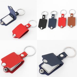 Mode lederen sublimatie blanco Accessoy Diy Keychains Designer Zwart fotolijst Keychain Wallet Handtas Key Ring sieraden voor vrouw man vriend verjaardag cadeau