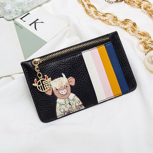 Fashion lederen portemonnee damesportel Zipper Small Love Card Bag eenvoudige veelzijdige mini-student ultradunne zak