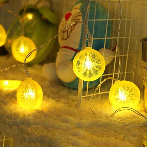 Mode lumière LED chaîne été fruits décoration salle batterie boîte chaîne lumière citron tranche fille coeur LED bande 321