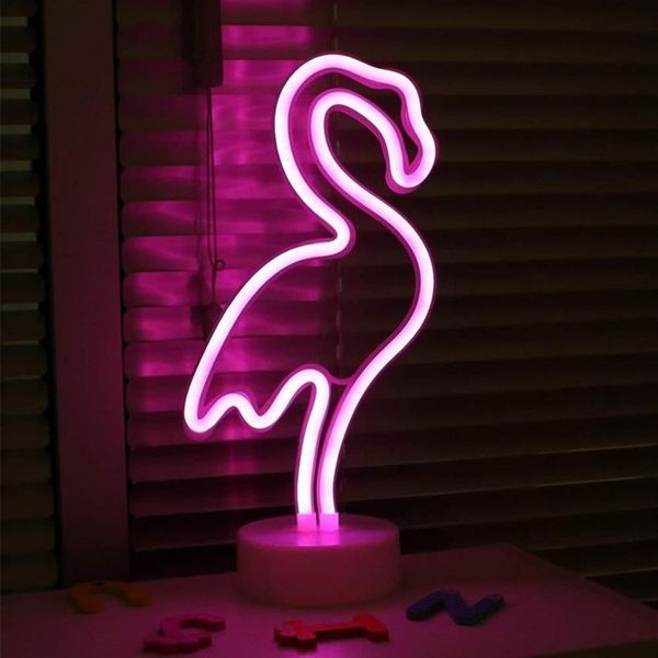 Luz LED de neón a la moda para vacaciones, fiesta de Navidad, decoración romántica para boda, habitación de niños, decoración del hogar, flamenco, Luna, unicornio, Heart309Y