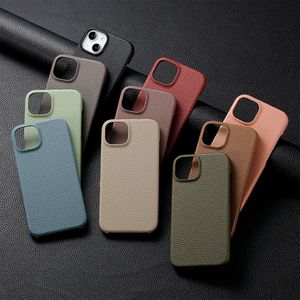 Mode Leechee Grain PU Leather Cases Voor Iphone 15 Plus 14 Pro Max 13 12 11 XR XS X 8 6 7 Iphone15 Litchi Hard PC Plastic Mobiele Smart Phone Back Cover Skin