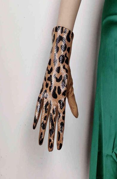 Mode imprimé léopard Faux Animal daim écran tactile gants de conduite femme hiver peluche à l'intérieur épaissir mitaines chaudes H84 J2207194430041