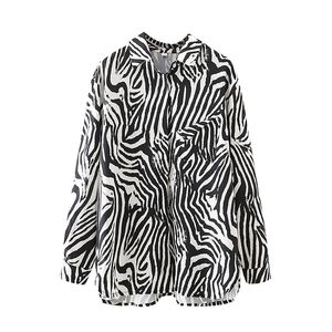 Mode Luipaard Print Lange Mouw Blouse Dames Zomer Revers Straight Vintage Shirt Lady Streetwear Pockets Tops Girl 210430