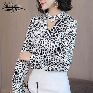 Mode léopard femmes hauts et chemisiers printemps Style chemises col en v Feamle haut à manches longues grande taille 4XL 7182 50 210521