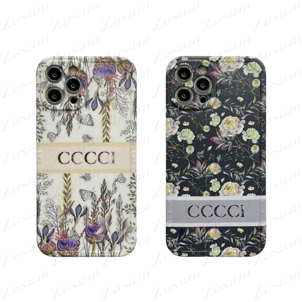 Fashion Letter Design Phone Case pour IPhone 14 14pro 13 13pro 12 12pro 11 Pro Max X Xs Xr Soft IMD TPU Back Trendy Print Flower Case Full Protection Cover