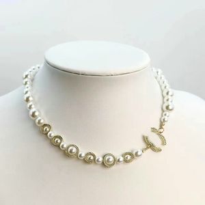 Mode brief diamant hanger ontwerper sieraden vrouwen choker ketting feest bruiloft geschenk parel ketting