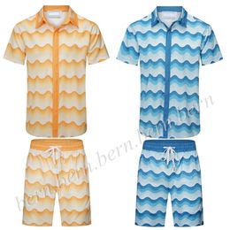 Fashion Brand Men's Wave Estampada camisa de manga corta Playa Shorts calientes de verano