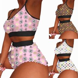 Mode Lettre Imprimer Vêtements Designer Survêtements Femmes Deux Pièces Ensemble Été Sexy Sans Manches Débardeur Shorts Tenues Casual Jogger Sport Costume K261