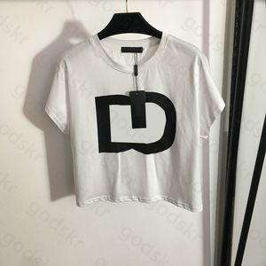 Camiseta con estampado de letras a la moda para mujer, blusa de estilo sencillo, Tops de manga corta con cuello redondo de marca de diseñador