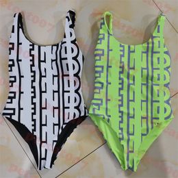 Mode Lettre Maillots De Bain Full Print Bikini Femmes Maillot De Bain Une Pièce Nouveaux Bikinis Dos Nu Deux Couleurs