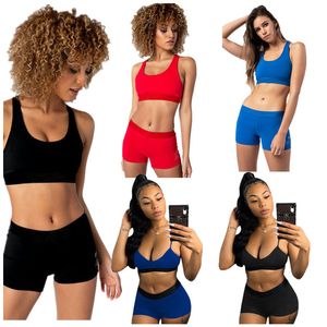 Modebrief zwemkleding vrouwen bikini pak vaste kleur mouwloos vest beha tanks   shorts 2 -delige outfits ontwerper zwempak snel droge klassiek