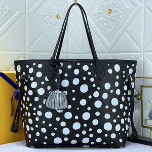 Mode Lettres Blanc Polka Dot Imprimer Meduim Sac À Main Avec Poche Zippée Porte-Monnaie Femmes Sacs À Bandoulière En Cuir Sac À Provisions Grande Capacité Fourre-Tout